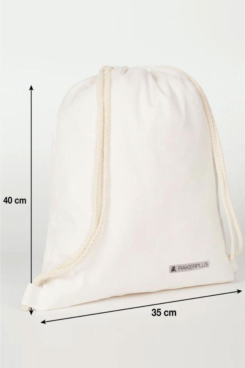 Rakerplus Krem 35x40 cm Unisex Ham Bez Büzgülü Sırt Ayakkabı Çantası - 3