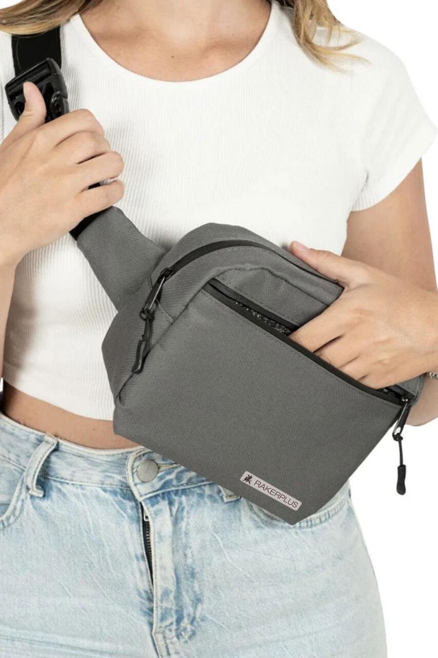 Rakerplus Gri Unisex Minimal 21x15x5 cm Bel ve Göğüs Çantası - 5