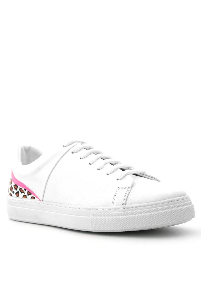 Rakerplus Tbons Özel Tasarım Beyaz Hakiki Deri Kadın Bağcıklı Sneaker Ayakkabı - 2