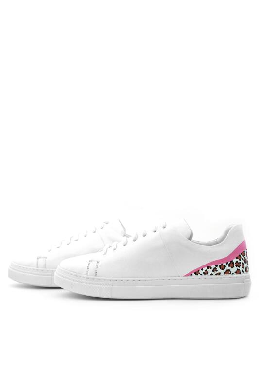 Rakerplus Tbons Özel Tasarım Beyaz Hakiki Deri Kadın Bağcıklı Sneaker Ayakkabı - 5