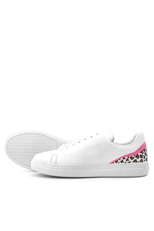 Rakerplus Tbons Özel Tasarım Beyaz Hakiki Deri Kadın Bağcıklı Sneaker Ayakkabı - 6
