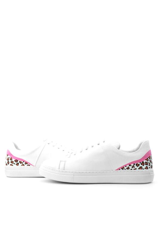 Rakerplus Tbons Özel Tasarım Beyaz Hakiki Deri Kadın Bağcıklı Sneaker Ayakkabı - 7