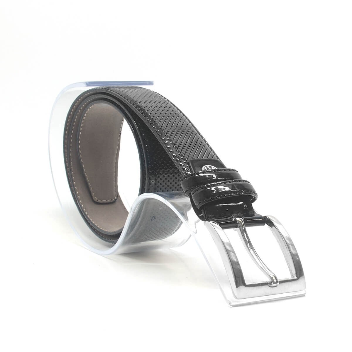 Siyah Klasik Metal Tokalı Rugan Erkek Çocuk Kemer - 1