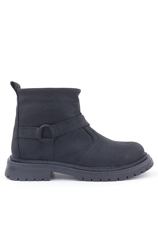 Genuine Leather Black Nubuck Zippered Kids' Boots with Real Fur Lining - Rakerplus