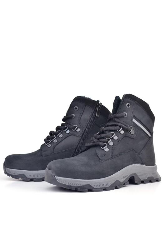 حذاء مشي للأطفال من راكر بلاس مصنوع من الجلد الطبيعي باللون الأسود برباط وسحّاب - 6