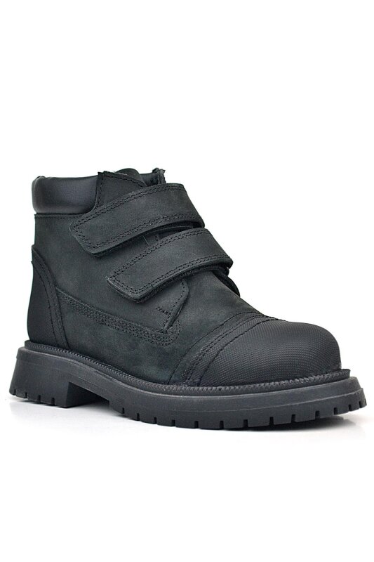 Rakerplus Genuine Leather Black Nubuck Velcro Boys' Boots - Rakerplus