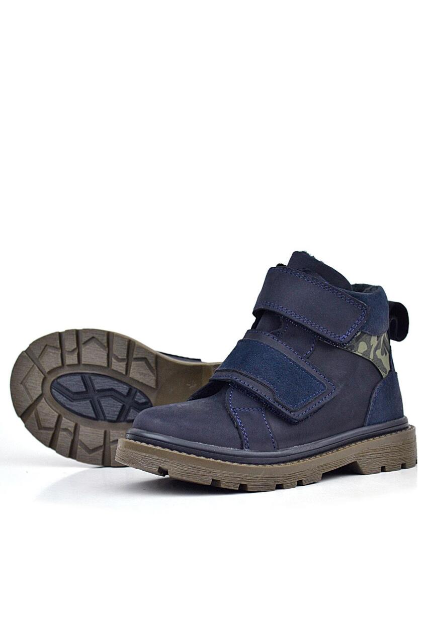 Rakerplus Hakiki Deri Lacivert Cırt Cırtlı Kışlık Çocuk Bot - 4