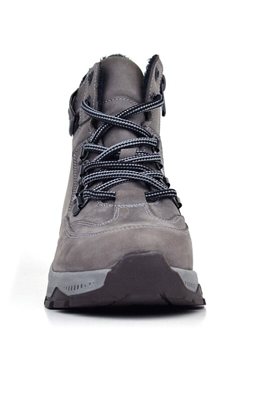 Rakerplus Hakiki Deri Gri Bağcıklı Fermuarlı Trekking Çocuk Bot - 4