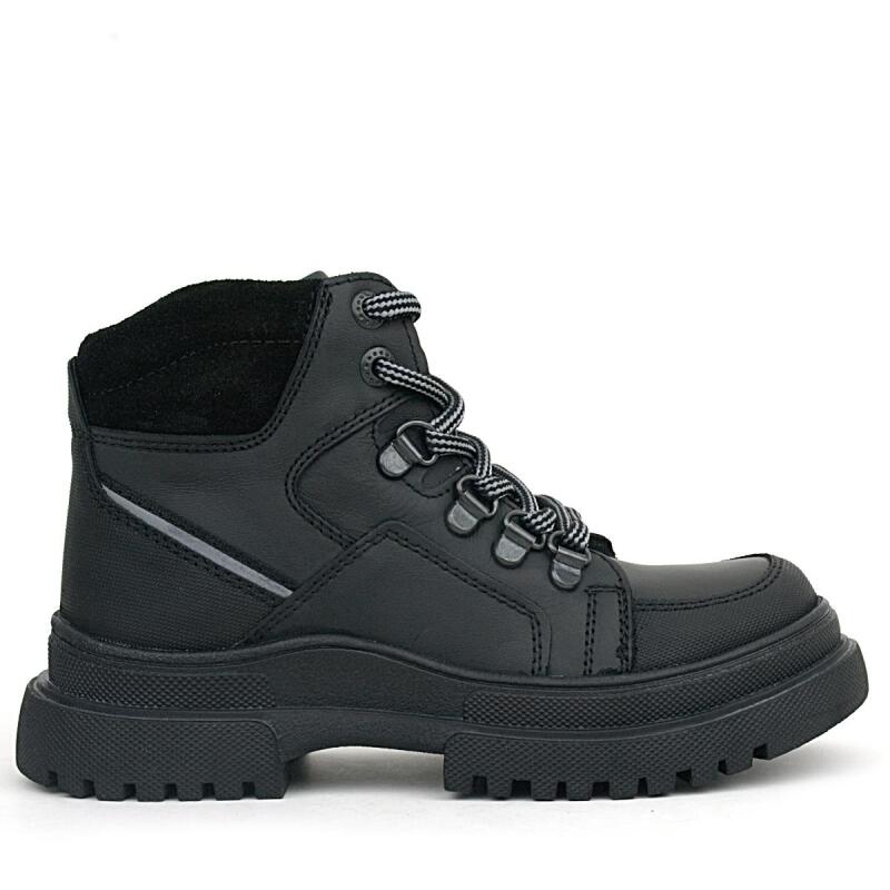 Rakerplus Genuine Leather Black Zippered Lace-up Kids' Boots - Rakerplus