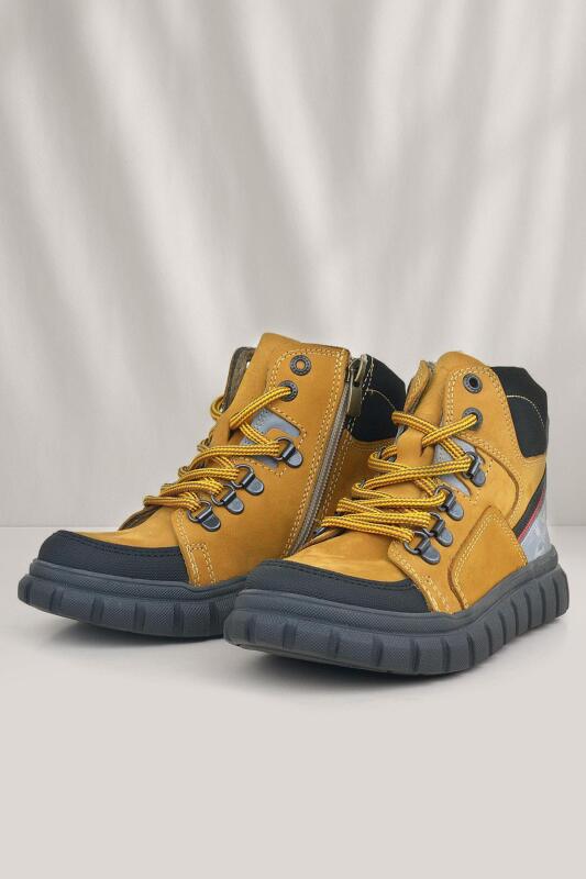 Rakerplus Genuine Leather Yellow Zippered Boys' Boots - Rakerplus