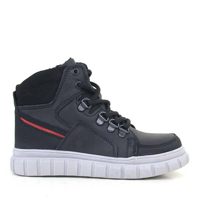 حذاء راكر بلس للأولاد مصنوع من الجلد الطبيعي بسحاب أسود - 3