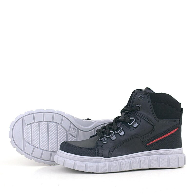 حذاء راكر بلس للأولاد مصنوع من الجلد الطبيعي بسحاب أسود - 7