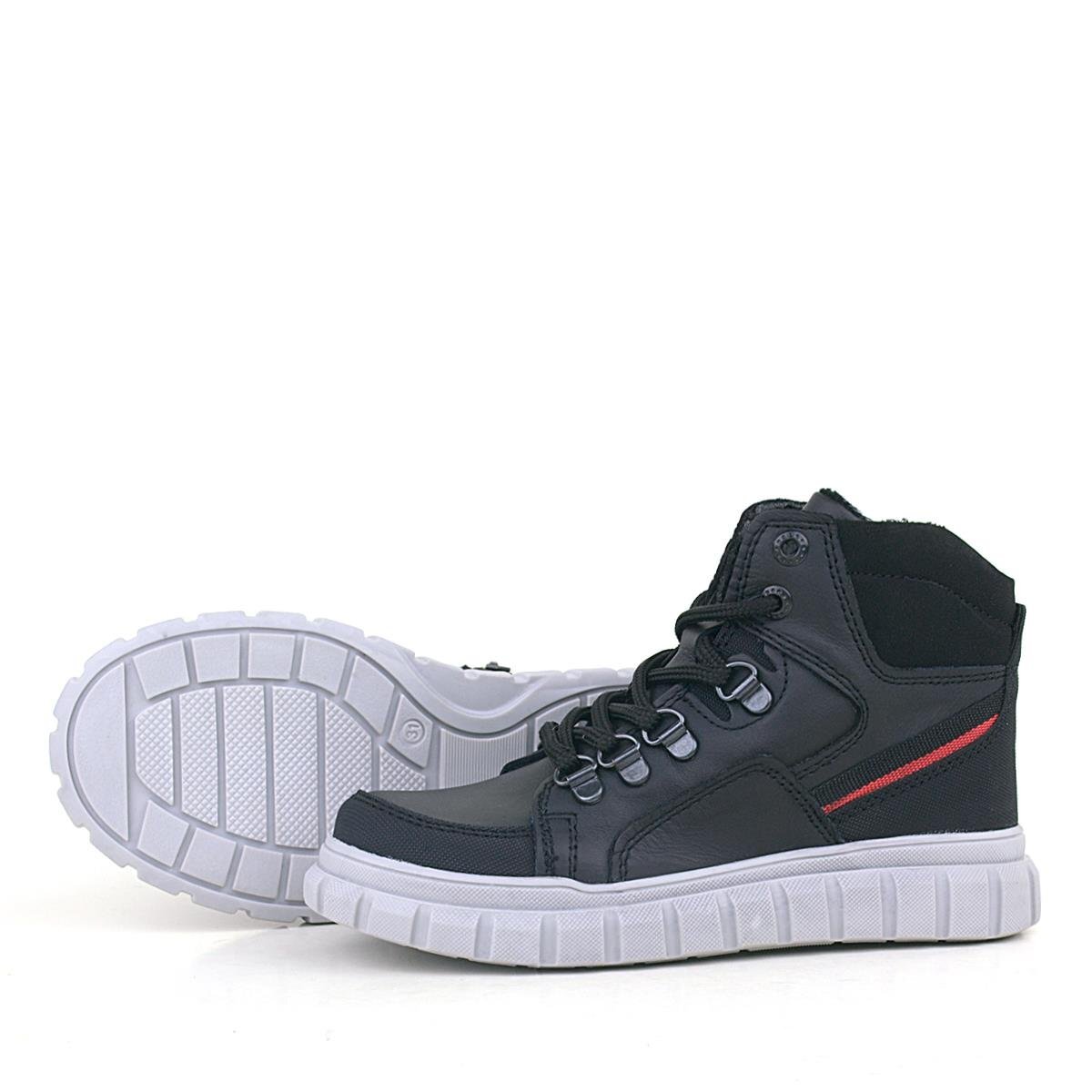 حذاء راكر بلس للأولاد مصنوع من الجلد الطبيعي بسحاب أسود - 7