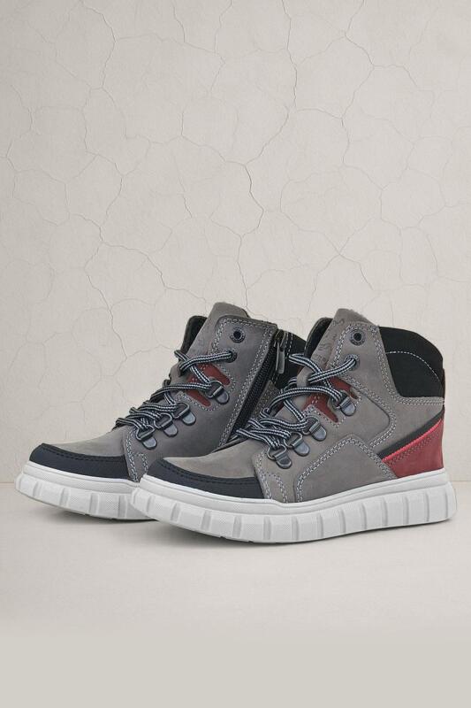 Rakerplus Genuine Leather Grey Zippered Boys' Boots - Rakerplus