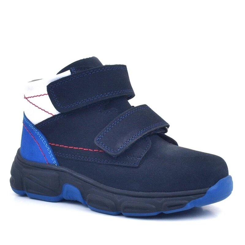 Rakerplus Genuine Leather Navy Blue Velcro Fur Lined Kids' Sport Boots - Rakerplus