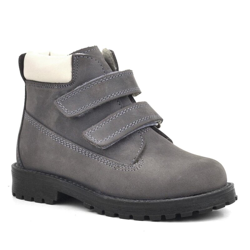 Rakerplus Neson Genuine Leather Grey Velcro Fur-Lined Children's Boots - Rakerplus