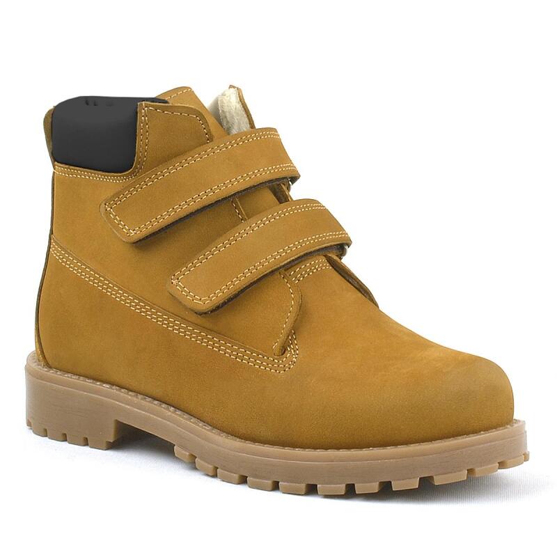 Rakerplus Neson Genuine Leather Mustard Yellow Velcro Kids' Boots - Rakerplus