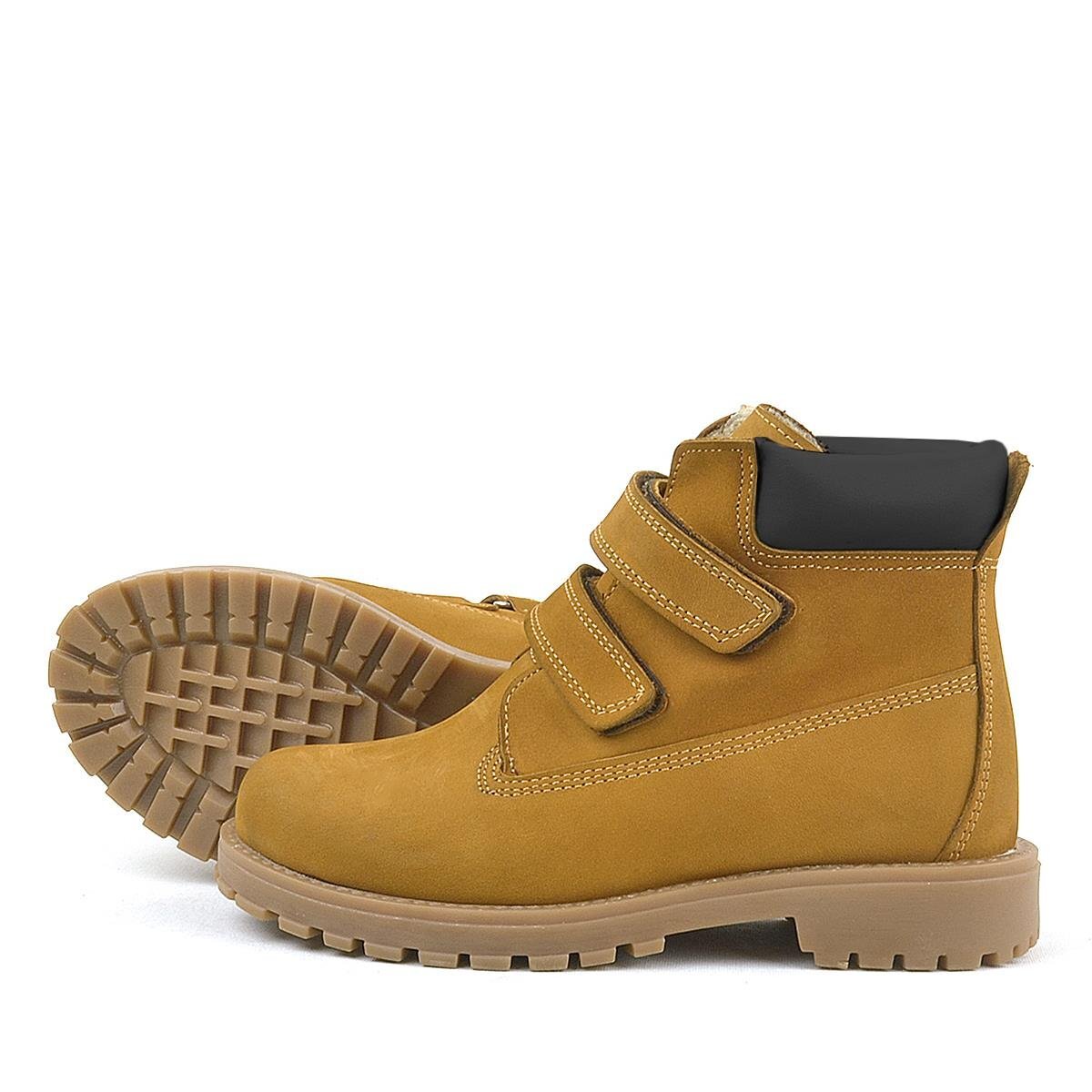 حذاء أطفال من الجلد الطبيعي من راكر بلاس نيسون، لون أصفر خردل، مزود بشريط فيلكرو - 6