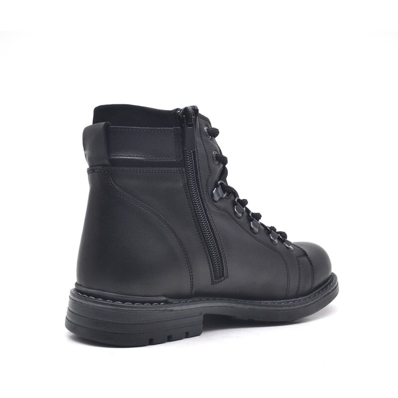 Rakerplus Hakiki Deri Siyah Fermuarlı Kışlık Çocuk Asker Bot - 3