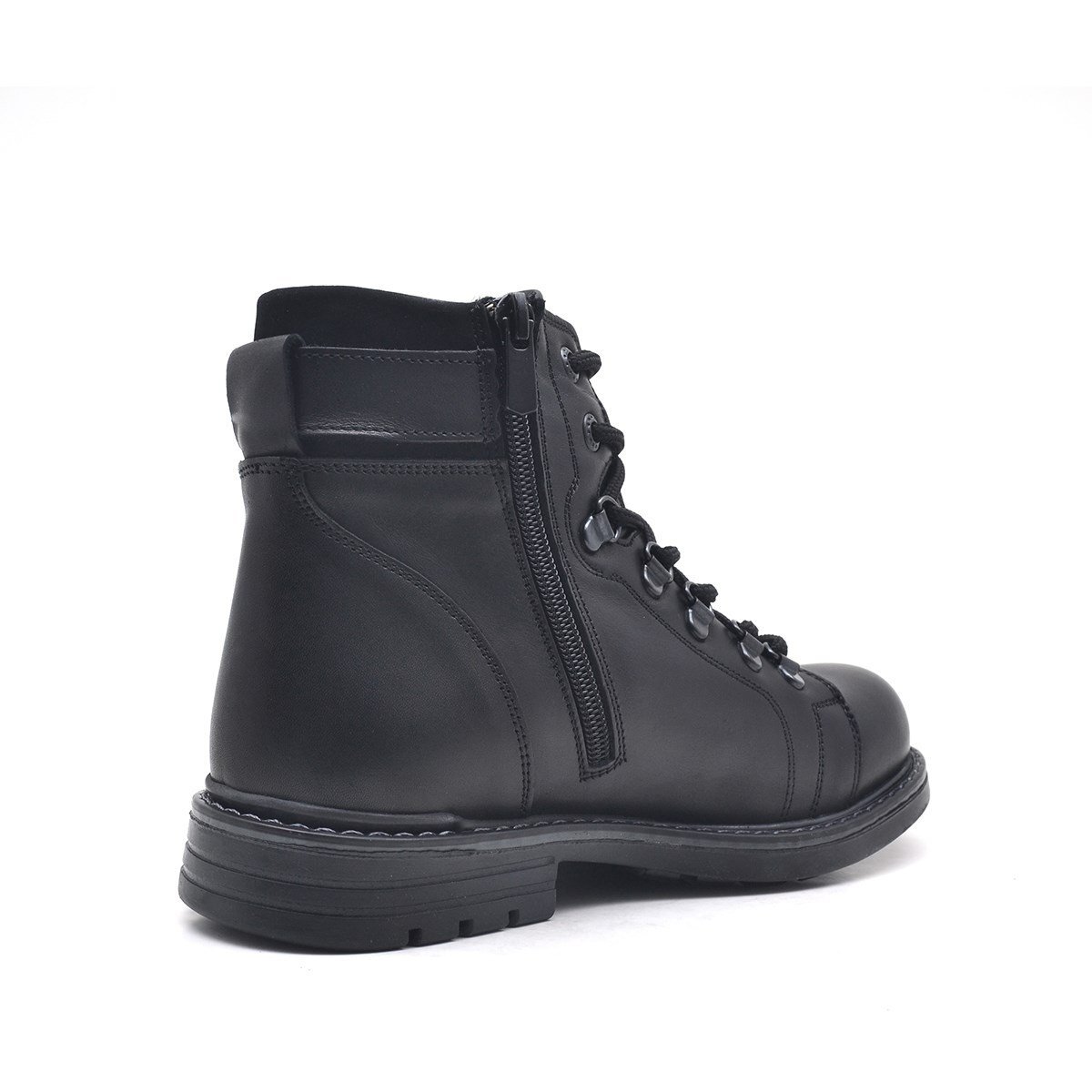 Rakerplus Hakiki Deri Siyah Fermuarlı Kışlık Çocuk Asker Bot - 3