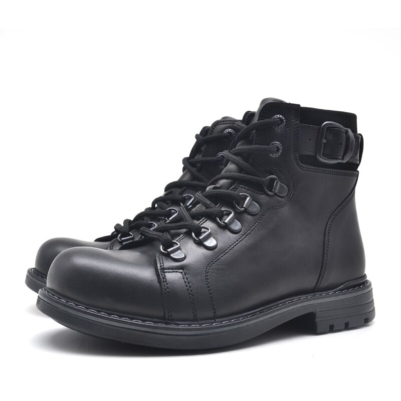 Rakerplus Hakiki Deri Siyah Fermuarlı Kışlık Çocuk Asker Bot - 4