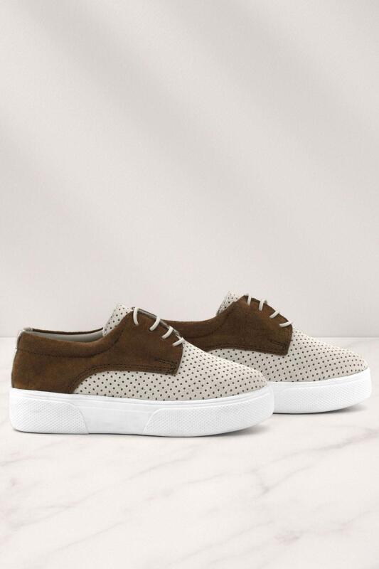 Rakerplus Genuine Leather White and Tan Elasticated Boys' Casual Shoes - Rakerplus