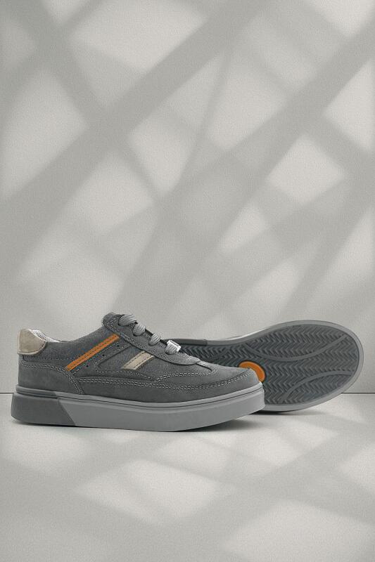 Rakerplus Grey Genuine Leather Lace-up Grey Sole Kids' Sneaker Shoes - Rakerplus