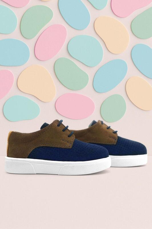 Rakerplus Genuine Leather Navy Blue, Yellow, Brown Elasticated Boys' Casual Shoes - Rakerplus