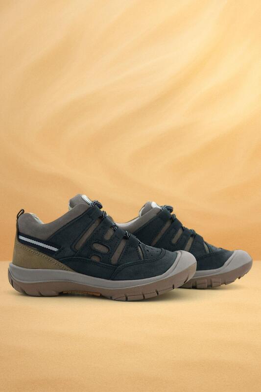 Rakerplus Genuine Leather Navy Blue Sand Lace-up Kids' Outdoor Shoes - Rakerplus