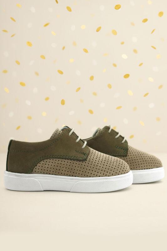 Rakerplus Genuine Leather Mink Khaki Elasticated Boys' Casual Shoes - Rakerplus