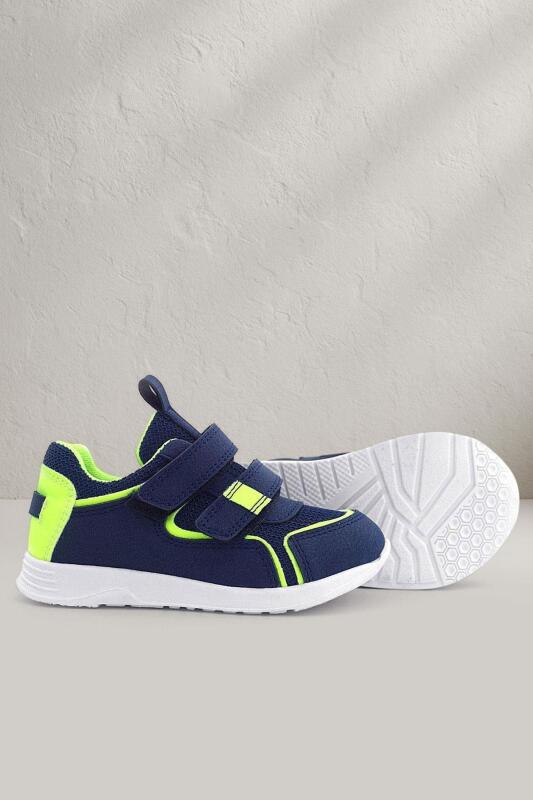 Rakerplus Navy Blue and Yellow Velcro Boys' Athletic Shoes - Rakerplus