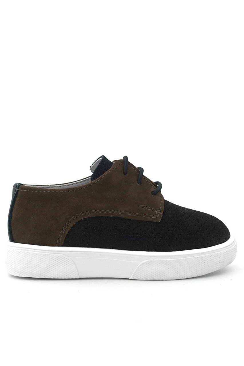 حذاء كاجوال مطاطي أسود بني من الجلد الطبيعي للأولاد من راكر بلاس - 3