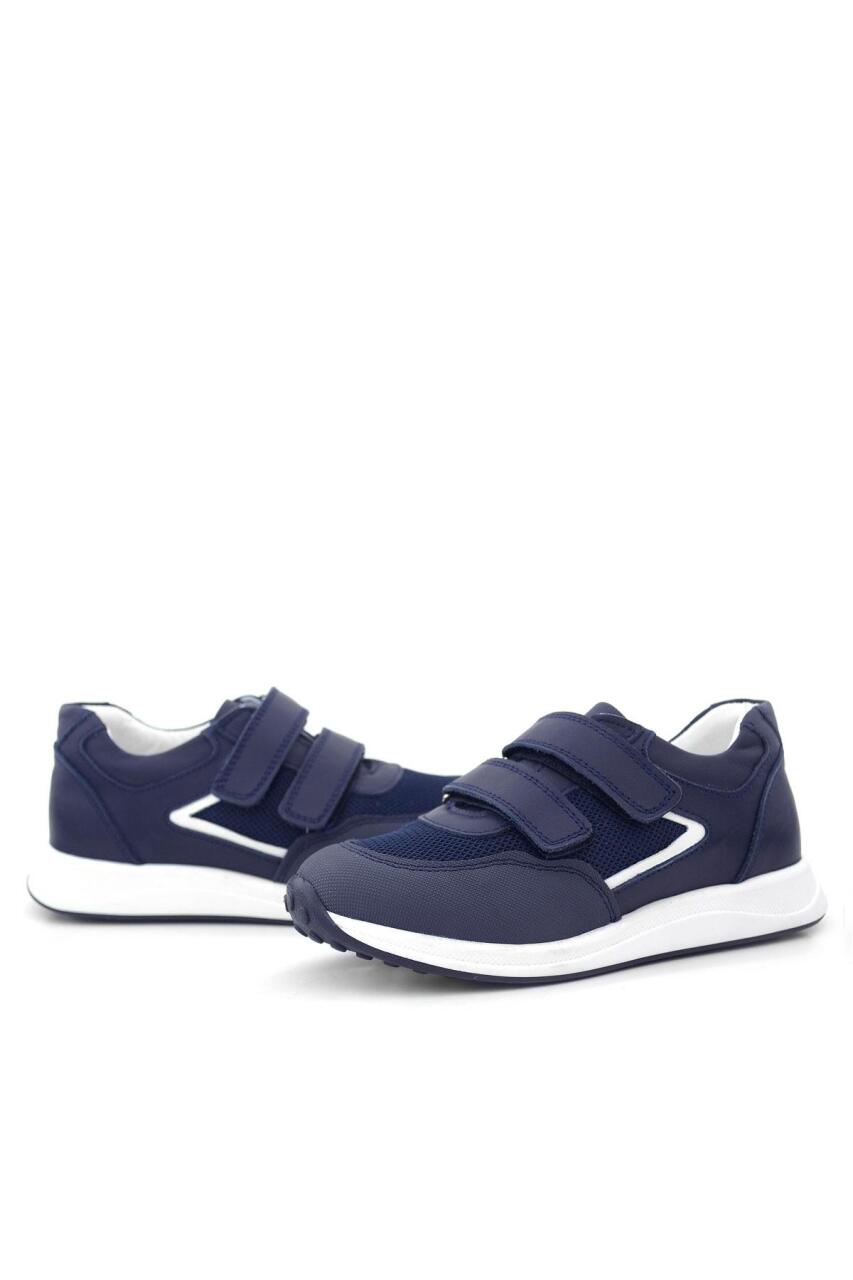 Hakiki Deri Lacivert Cırt Cırtlı Erkek Çocuk Günlük Spor Ayakkabı - 8
