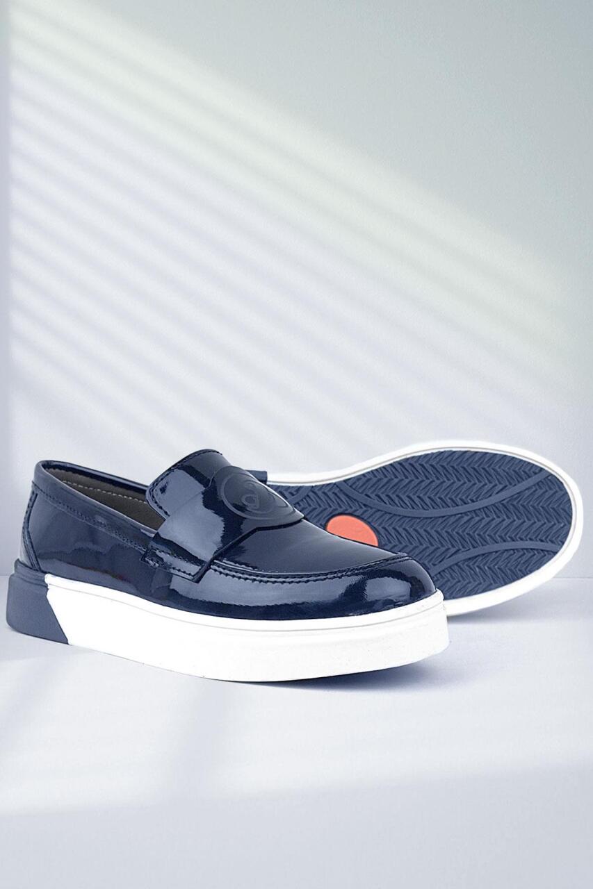 Rakerplus Navy Patent Leather Kids' Classic Shoes - 1