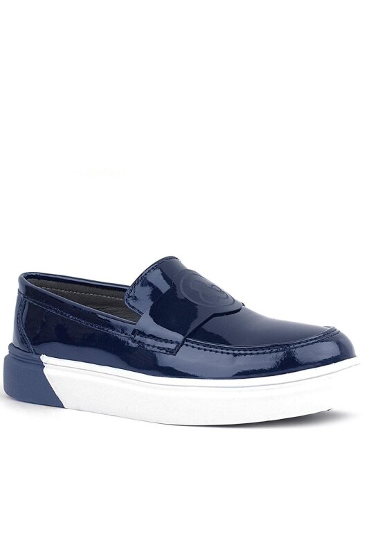 Rakerplus Navy Patent Leather Kids' Classic Shoes - 2