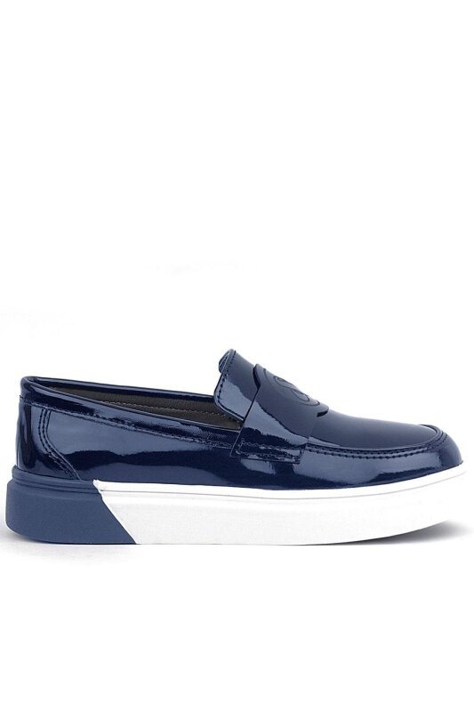 Rakerplus Navy Patent Leather Kids' Classic Shoes - 3