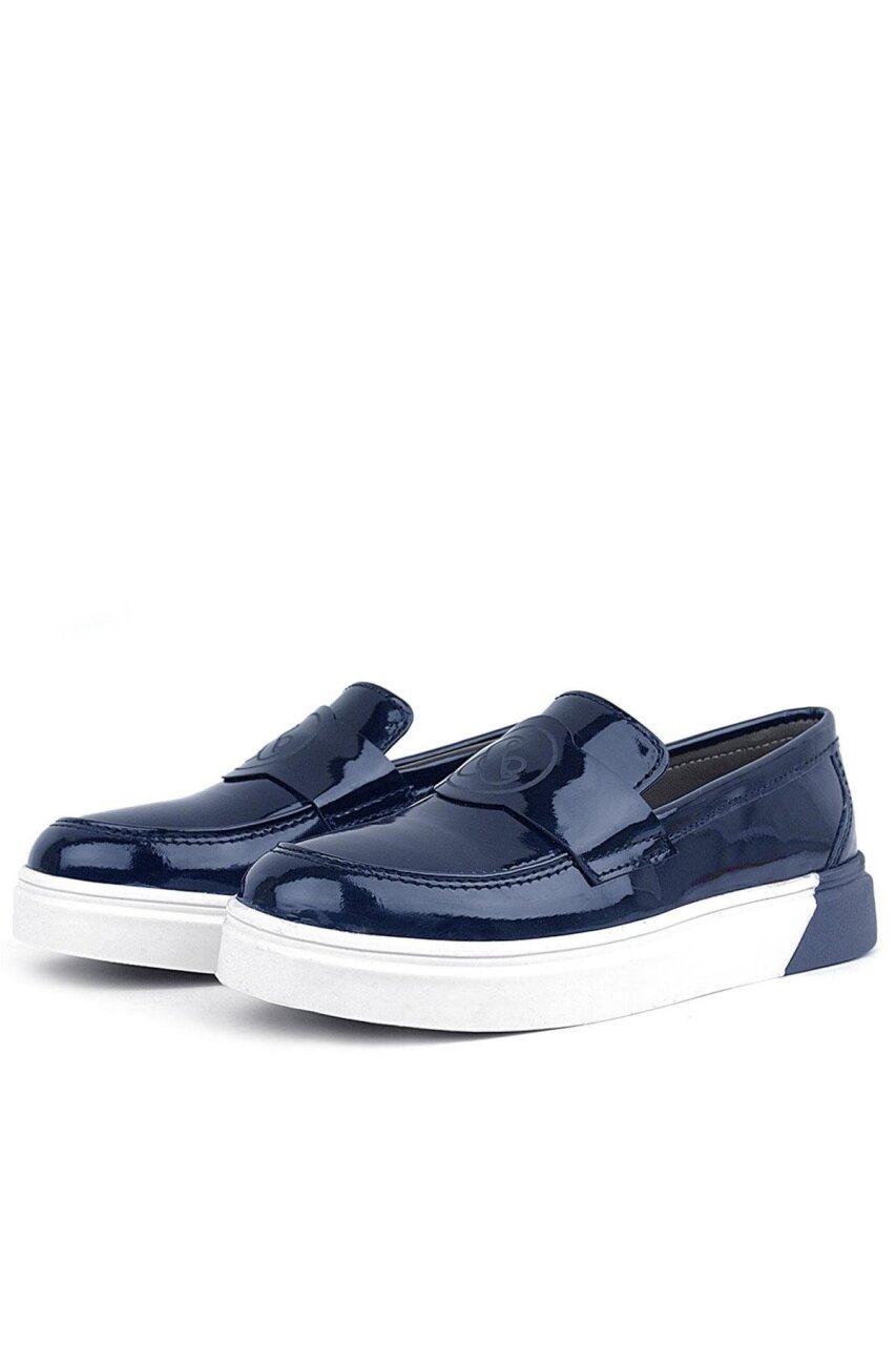 Rakerplus Navy Patent Leather Kids' Classic Shoes - 5