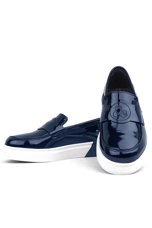 Rakerplus Navy Patent Leather Kids' Classic Shoes - 6