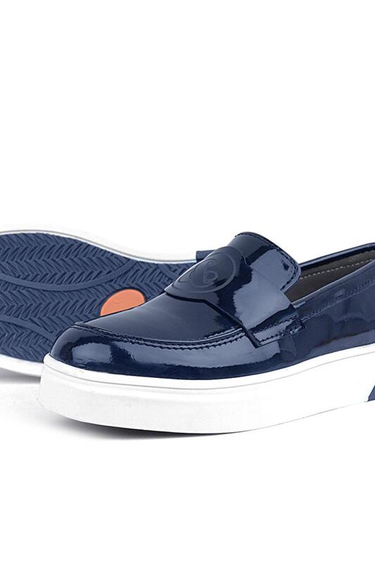 Rakerplus Navy Patent Leather Kids' Classic Shoes - 8