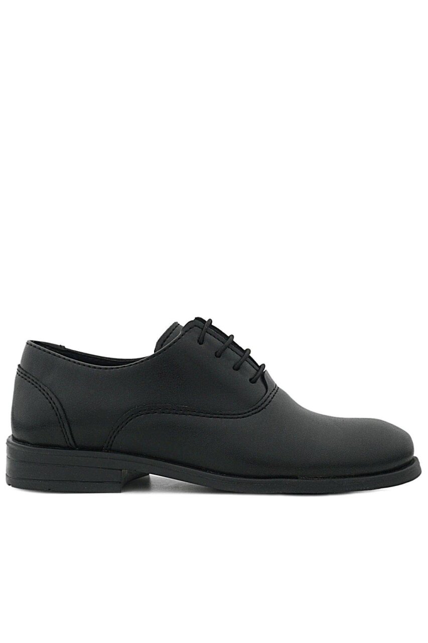 حذاء كلاسيكي للأطفال من راكر بلاس، أسود مطفي، برباط - 3