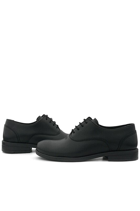 حذاء كلاسيكي للأطفال من راكر بلاس، أسود مطفي، برباط - 8