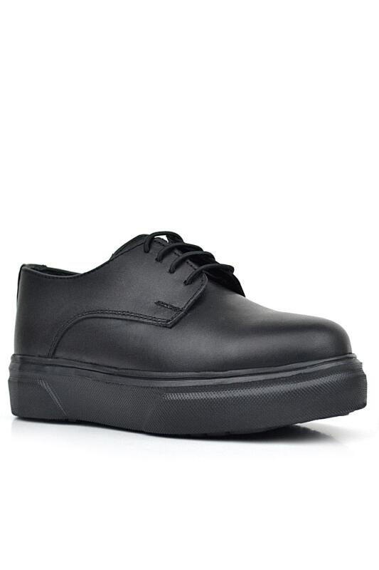 حذاء كلاسيكي للأطفال من راكر بلاس ديربي، مصنوع من الجلد الطبيعي باللون الأسود غير اللامع، ذو نعل عالٍ - 2