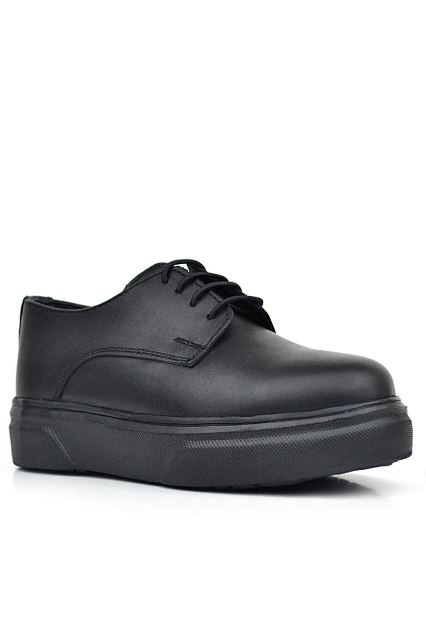 حذاء كلاسيكي للأطفال من راكر بلاس ديربي، مصنوع من الجلد الطبيعي باللون الأسود غير اللامع، ذو نعل عالٍ - 2