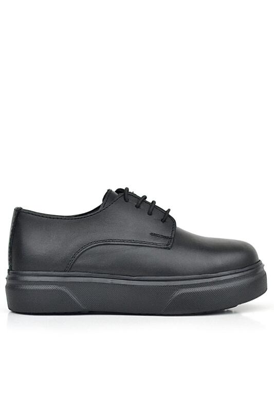 حذاء كلاسيكي للأطفال من راكر بلاس ديربي، مصنوع من الجلد الطبيعي باللون الأسود غير اللامع، ذو نعل عالٍ - 3