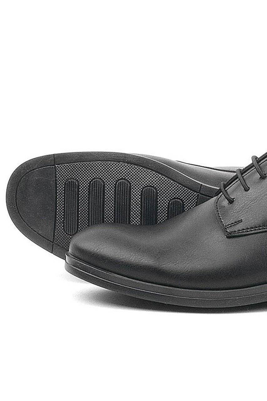 حذاء أكسفورد للأطفال من راكر بلاس أسود غير لامع برباط للمدرسة - 7