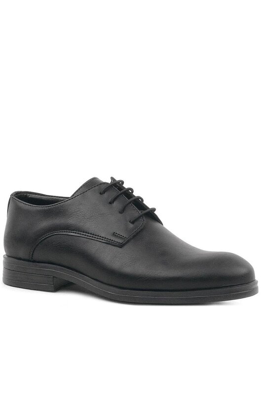 حذاء أكسفورد للأطفال من راكر بلاس أسود غير لامع برباط للمدرسة - 2