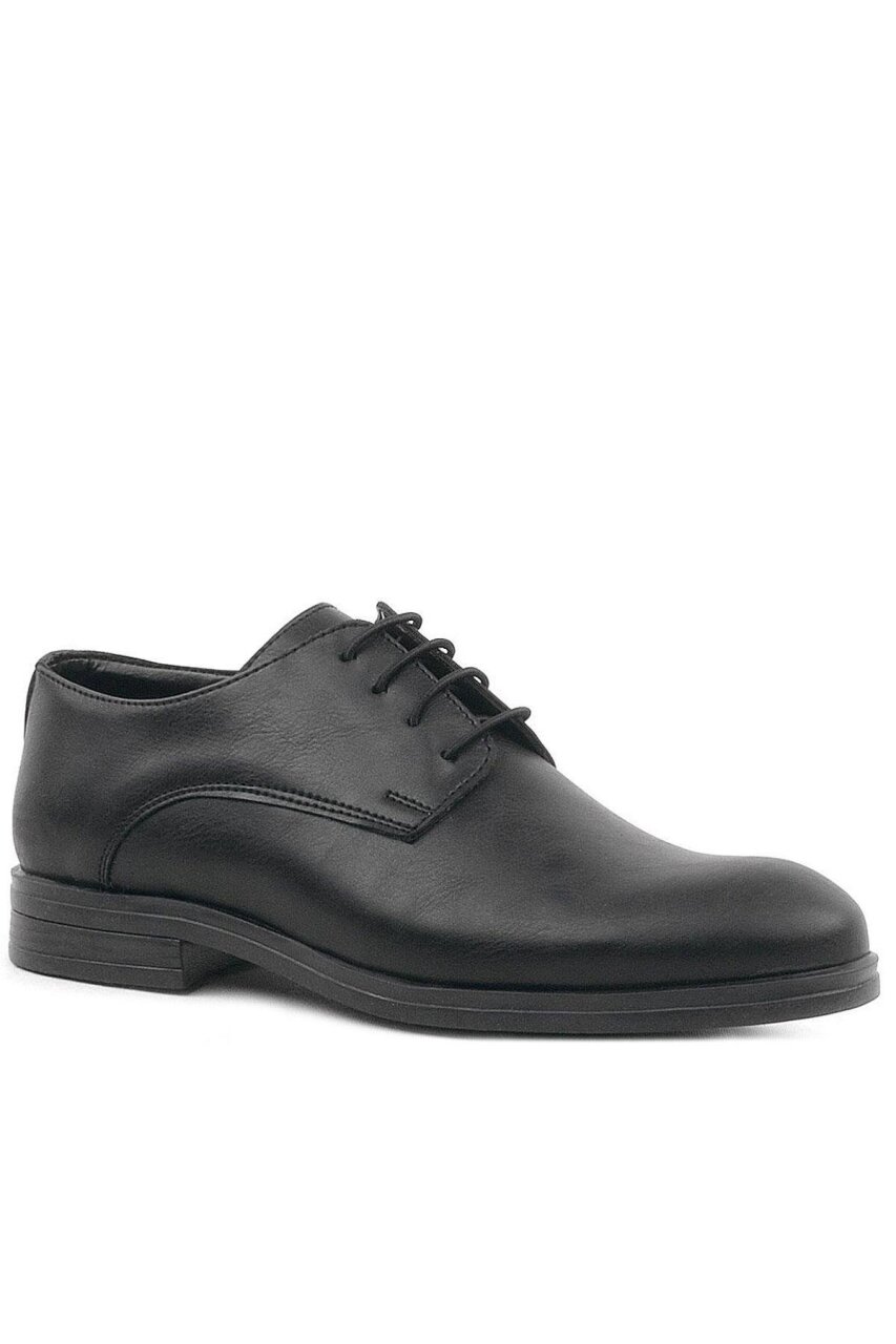 حذاء أكسفورد للأطفال من راكر بلاس أسود غير لامع برباط للمدرسة - 2