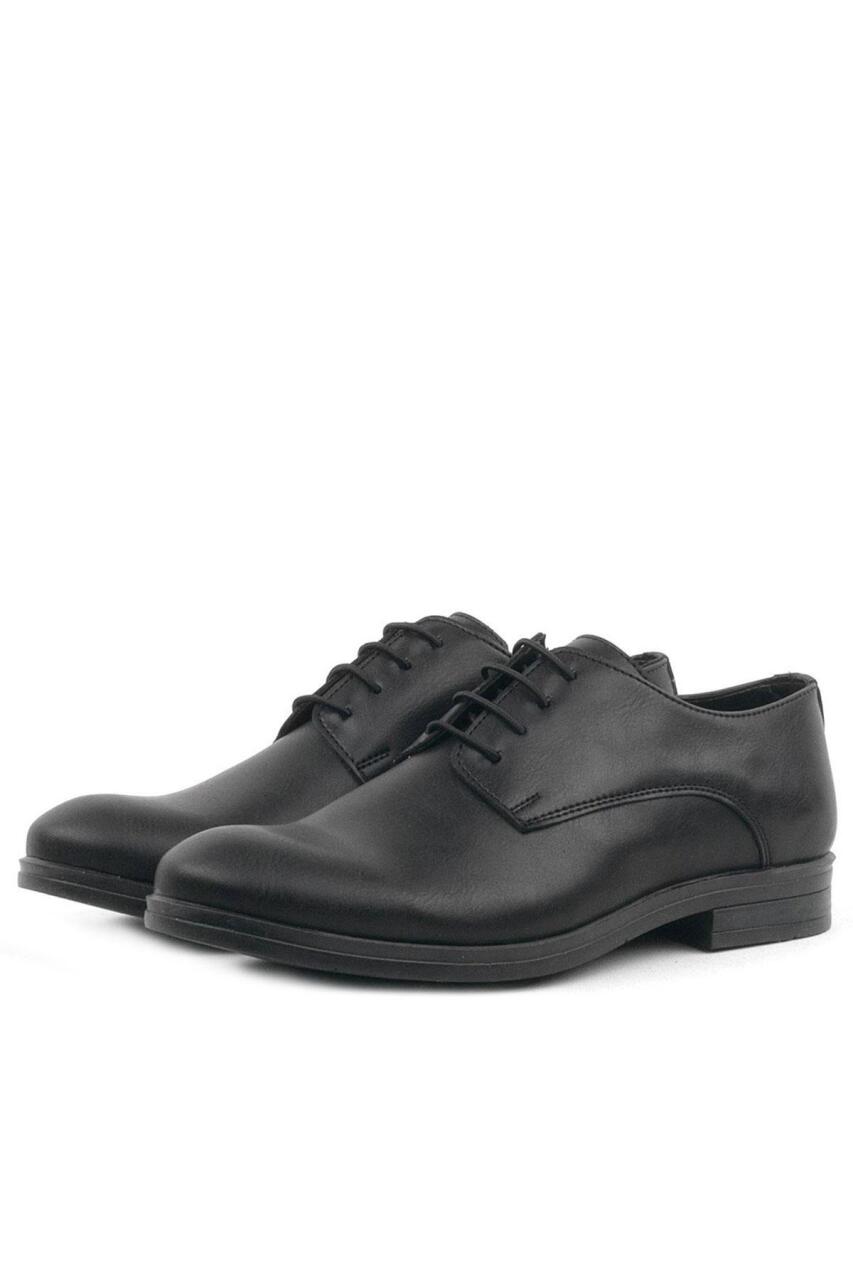 حذاء أكسفورد للأطفال من راكر بلاس أسود غير لامع برباط للمدرسة - 4