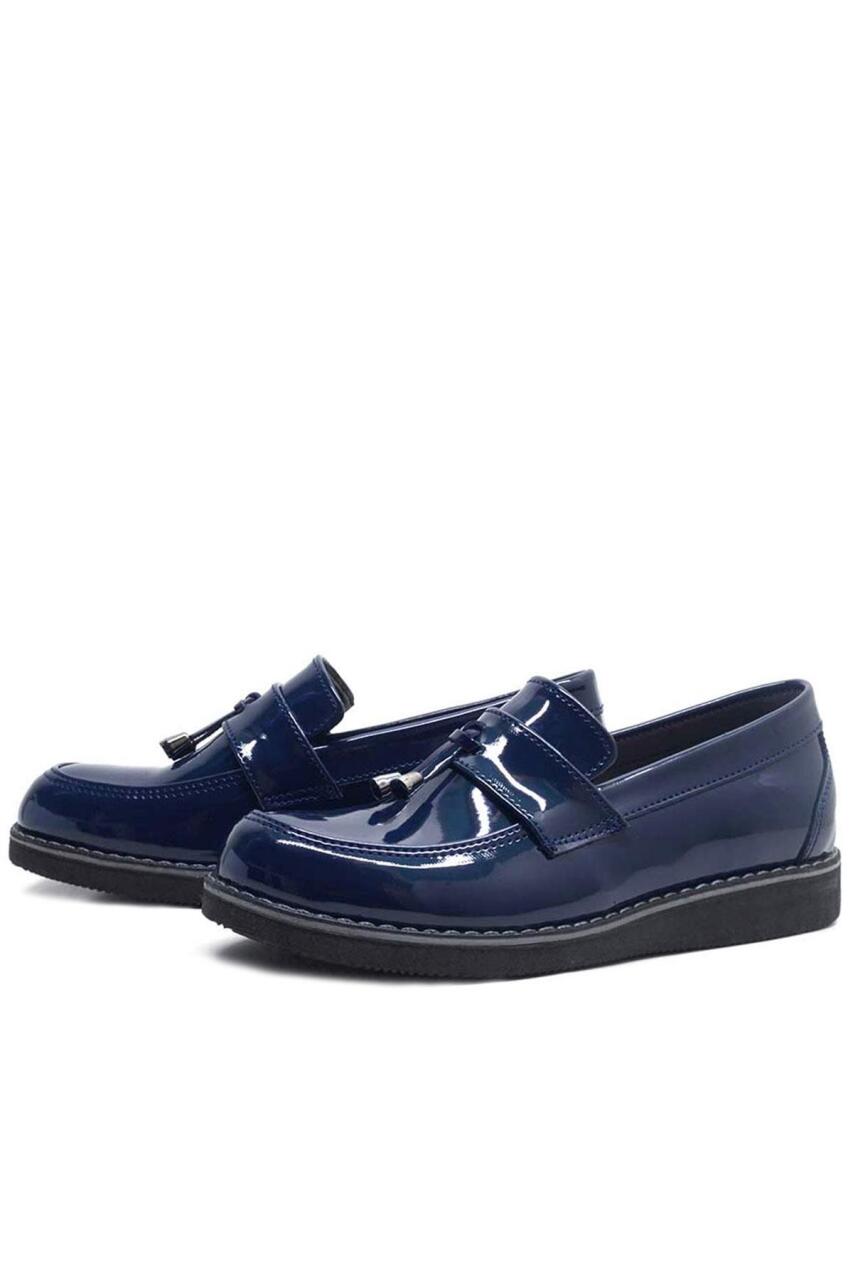 Rakerplus Lacivert Rugan Loafer Çocuk Okul Ayakkabısı - 4