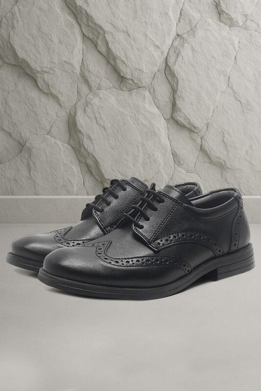 حذاء مدرسي كلاسيكي أسود برباط للأولاد من راكر بلاس - Rakerplus